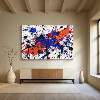 Splatter Abstract Expressionist - Dynamic Abstract Oil Painting On Canvas HB0484