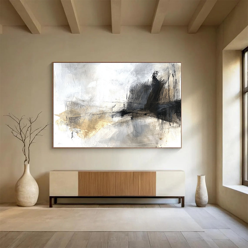 “Soft Gray - Beige Abstract” - Gray, Beige with Subtle Textures - Painting On Canvas HB1388