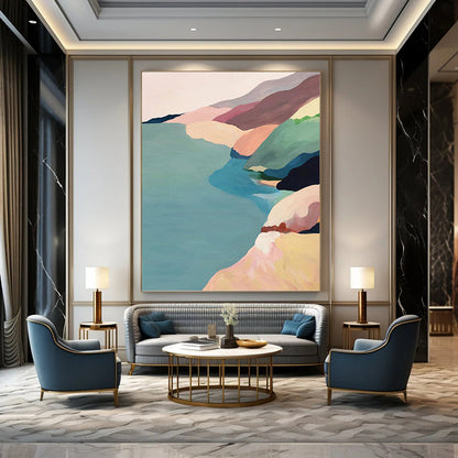 Large - Format Hand - Painted Custom Abstract Work (with Individualistic Textures), for Decorating Bedroom and Hotel DKH1456