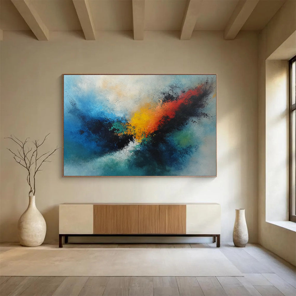 Blue and Colorful Abstract Swirl - “Vibrant Whirlpool” Painting On Canvas HB1462