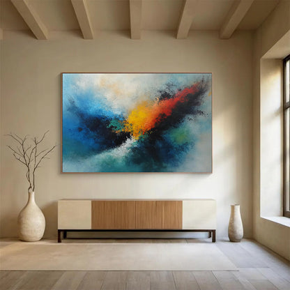 Blue and Colorful Abstract Swirl - “Vibrant Whirlpool” Painting On Canvas HB1462