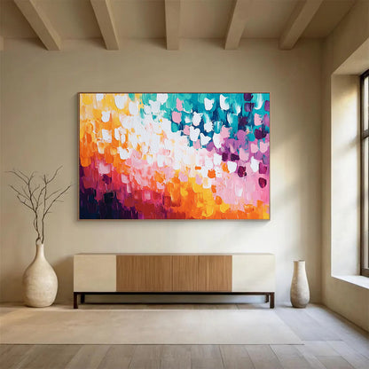 “Pastel Colorful Dots” - Pastel Palette, Colorful Dot Pattern Painting On Canvas HB0859