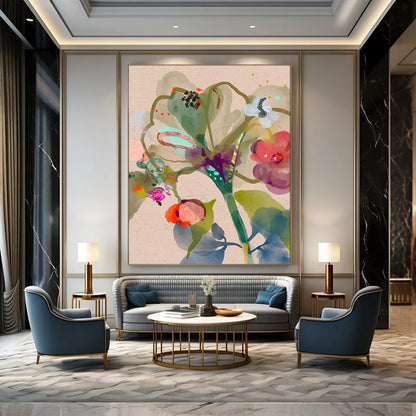 Large-Scale Hand-Painted Abstract Mural for Bedroom & Office LargeART1817