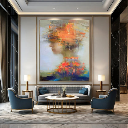 Custom Abstract Paintings: Big Sizes, Textured Excellence for Living Room & Bar DTP318
