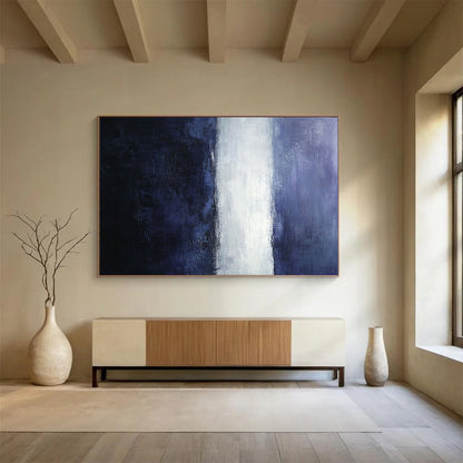 Gradient Purple, White & Navy - Color - Block Abstract Painting On Canvas HB0471