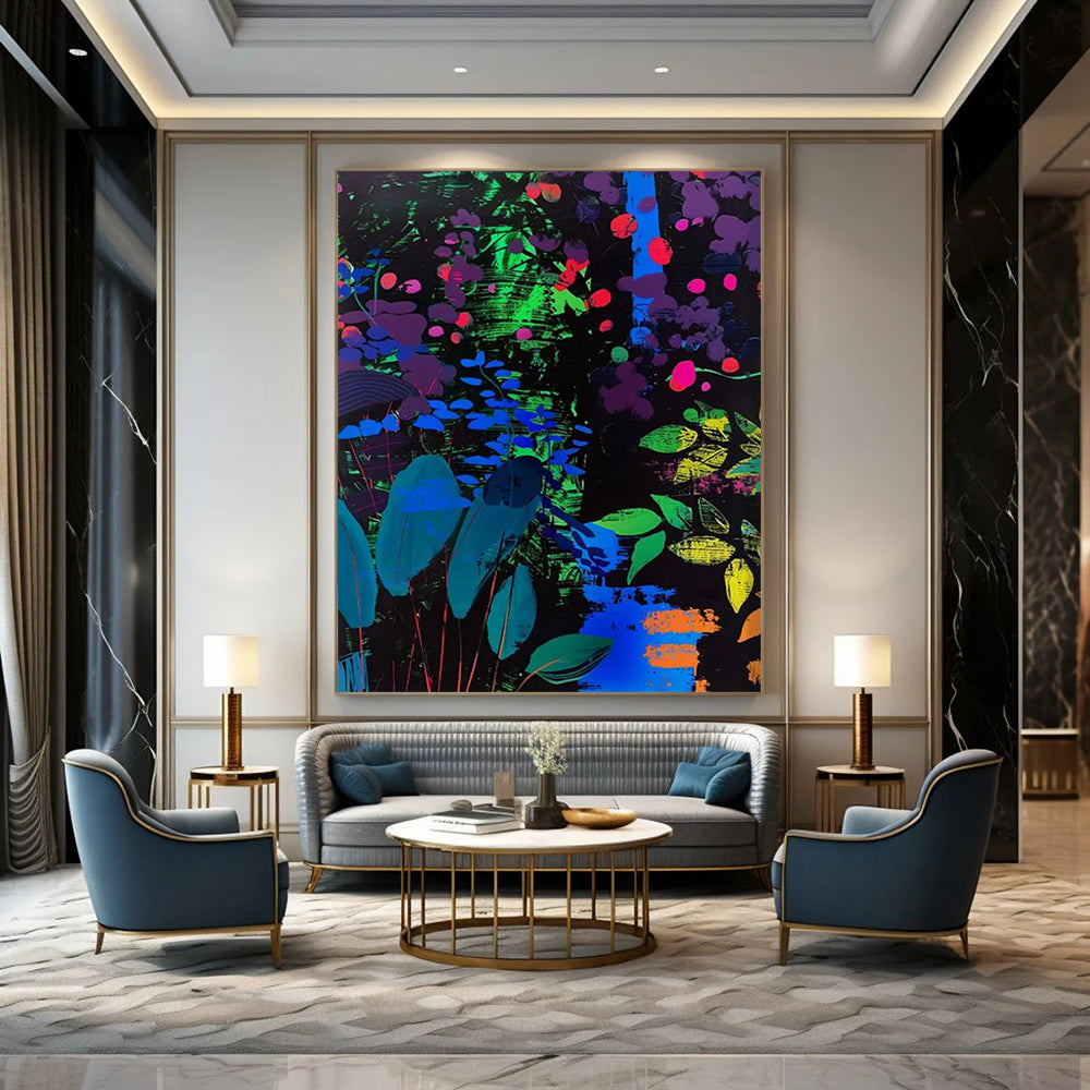 Gilded Reverie: Grandiose Hand - Painted Textured Custom Abstract Artwork for Bar and Hotel DTP095