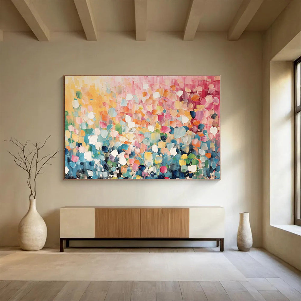 Colorful Dot - Matrix Abstract Art - Vibrant Living Room Centerpiece DLZ161