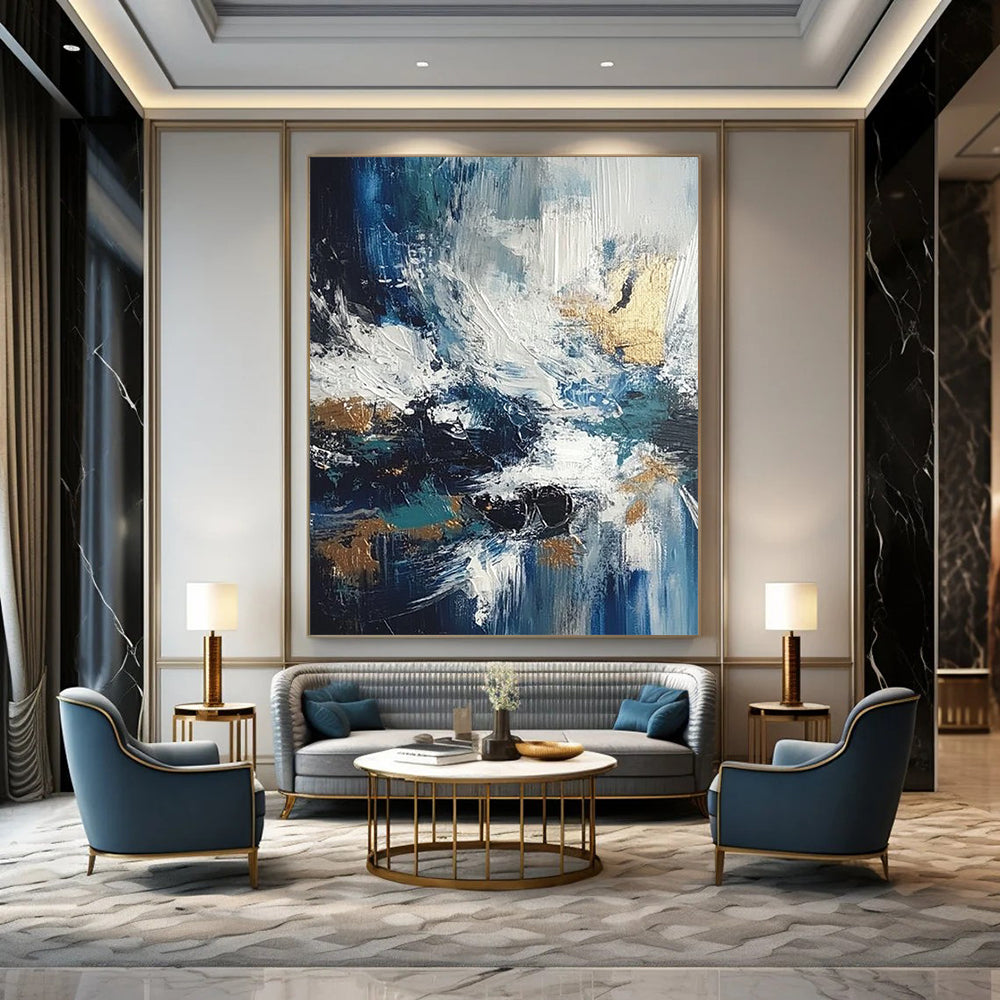 Modern contemporary hand-painted abstract artwork showcasing vibrant colors and dynamic shapes for a striking visual impact. DLZ1768