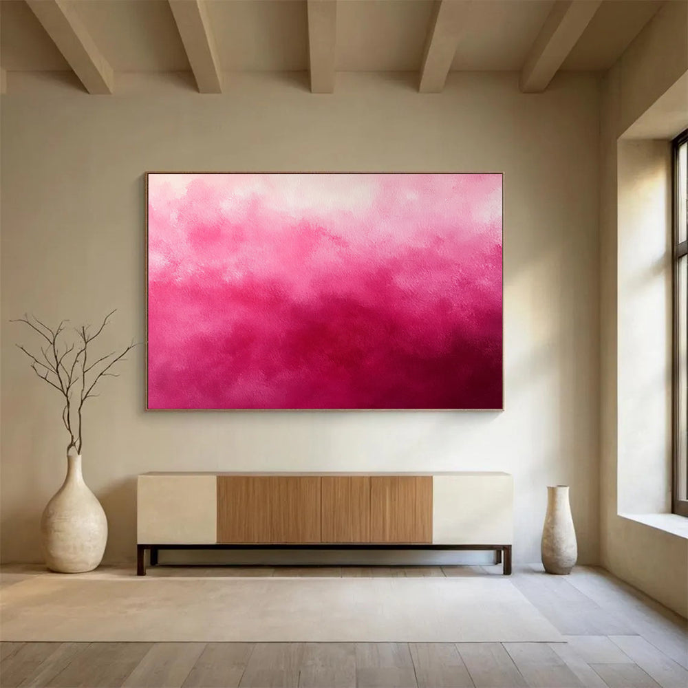 “Pink Gradient Dream” - Pink, White - Soft Gradient Texture - Acrylic Painting HB1296