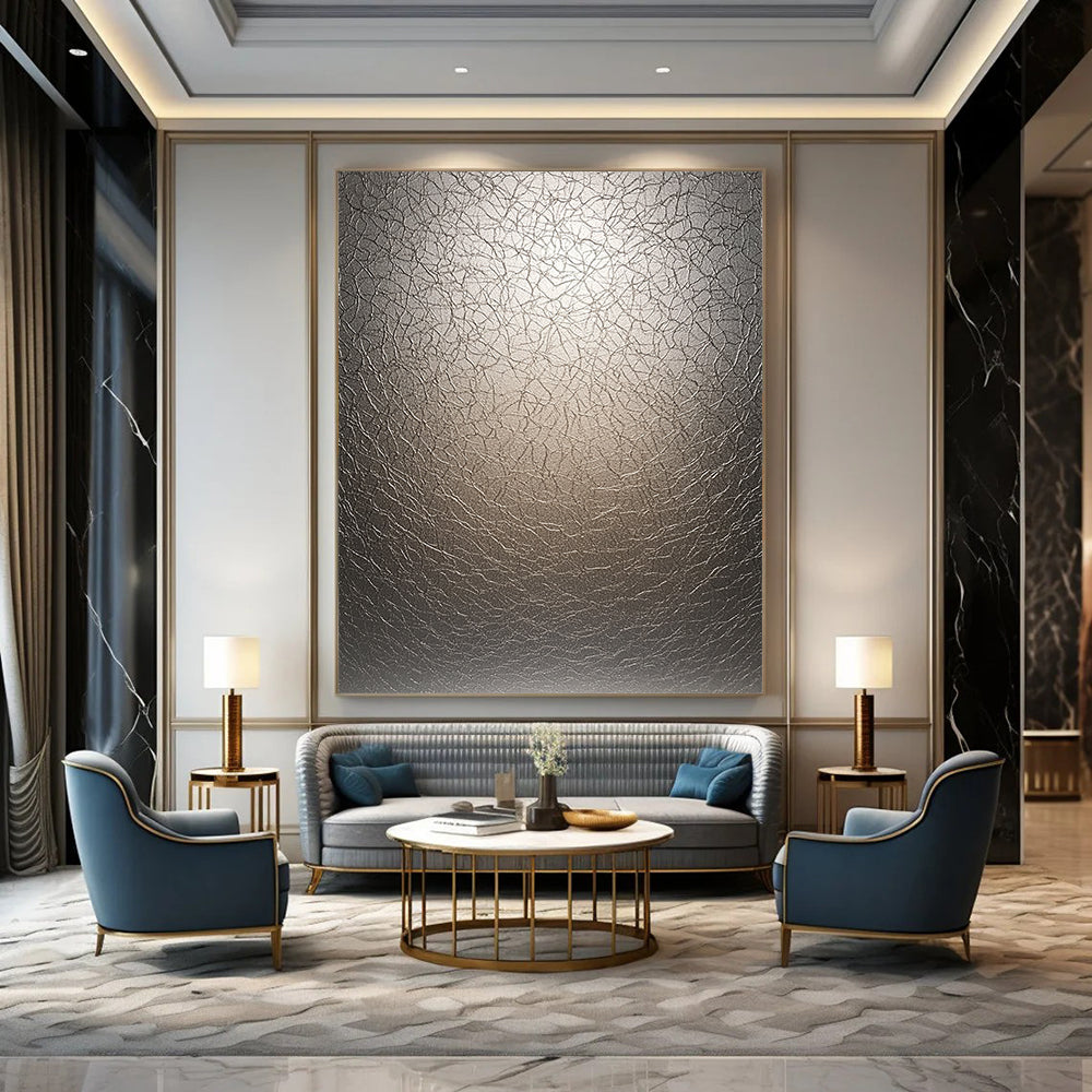 Contemporary abstract art showcases textured LED surface with crinkles illuminated by soft gradient light creating depth and intricate patterns. DLZ1226