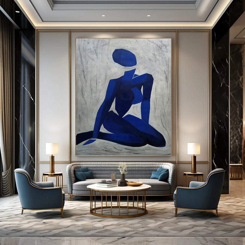 Grand - Sized Vertical Hand - Painted Textured Custom Abstract Crescendo for Office and Bedroom DKH1570