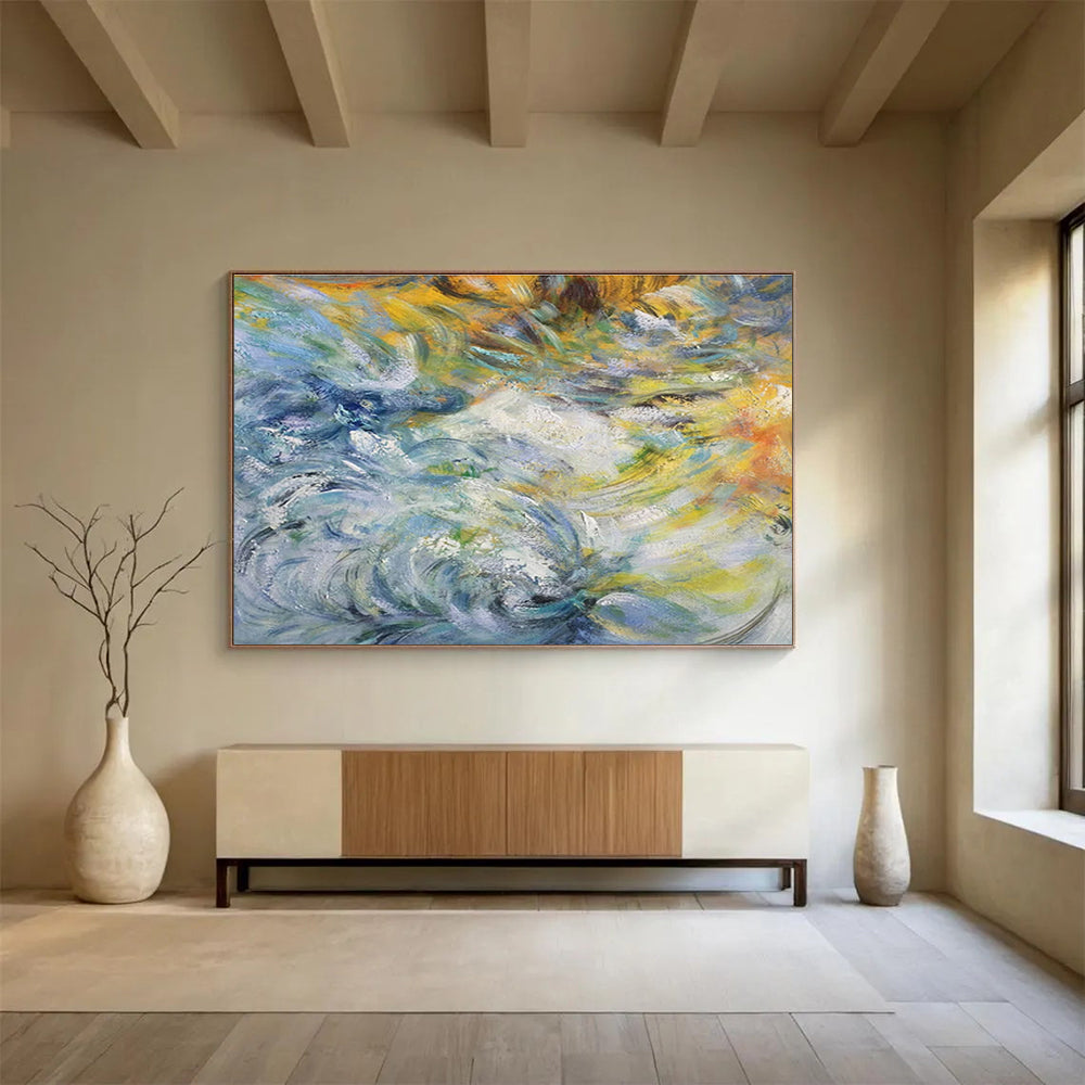 “Timeless Flows” Large - Sized Abstract Canvas for Bedroom & Dining Room DKH291