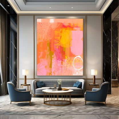 Luminous & Glowing Hand-Painted Custom Abstract Painting for Living Room & Entryway LargeART2003