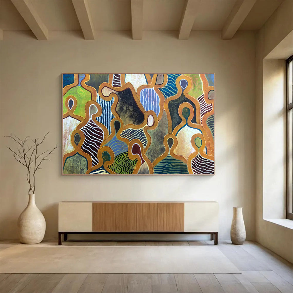 Gigantic Textured Hand - Painted Abstract Wall Mural for Decorative Impact DKH716