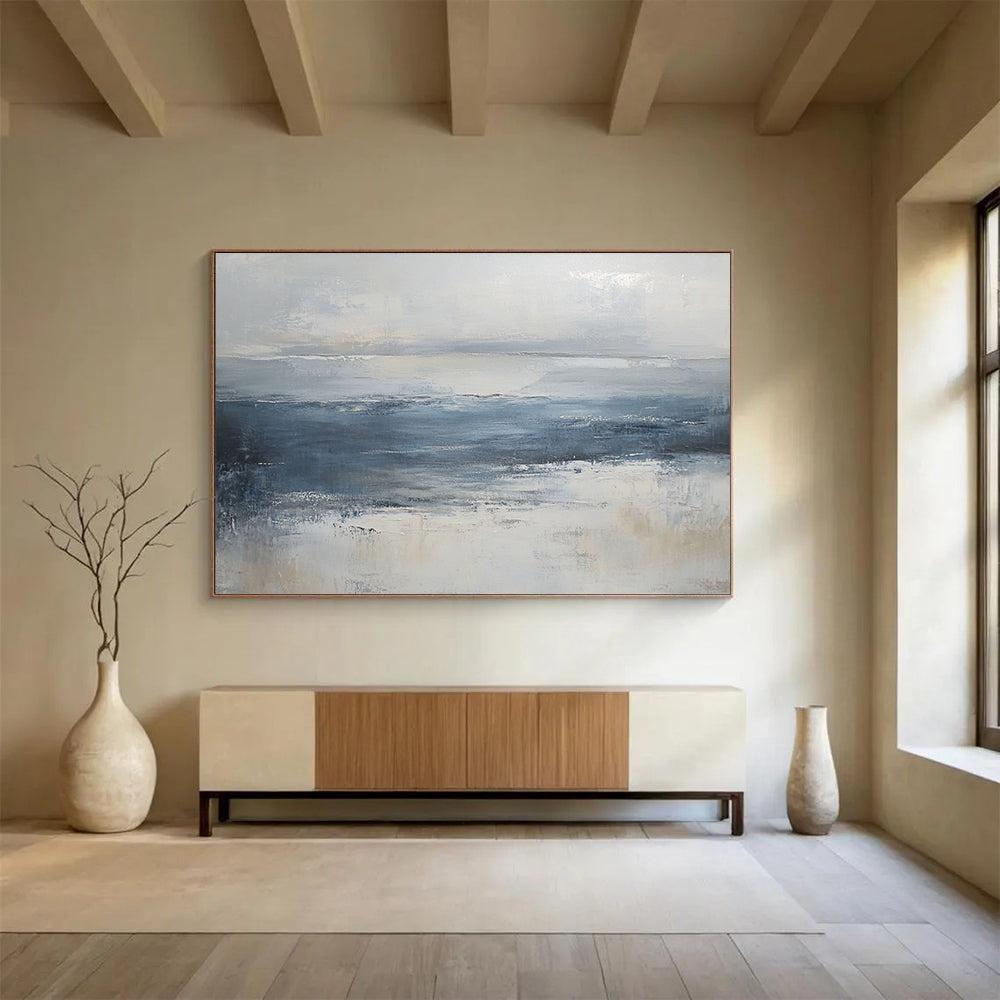 “Abstract Coastal Waves” - Blue, Gray, White - Abstract Coastal Scene - Acrylic Painting HB1304