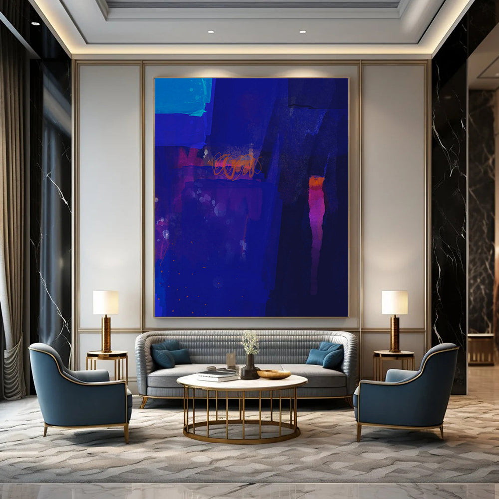 Oversized Custom Hand-Painted Abstract Canvas for Hotel & Entryway LargeART1820