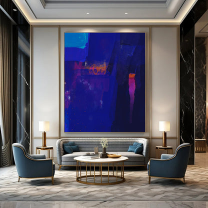 Oversized Custom Hand-Painted Abstract Canvas for Hotel & Entryway LargeART1820