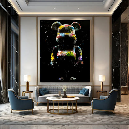 Uplifted Vertical Hand - Painted Custom Abstract Rondo (with Shimmering - Silk Textures) for Living Room and Hotel DKH1619