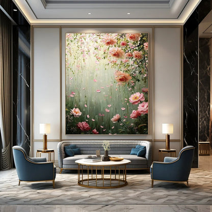 Impressive Vertical Hand - Painted Custom Abstract Tapestry (with Lush Textures) for Dining Room and Hotel Lobby DKH1553