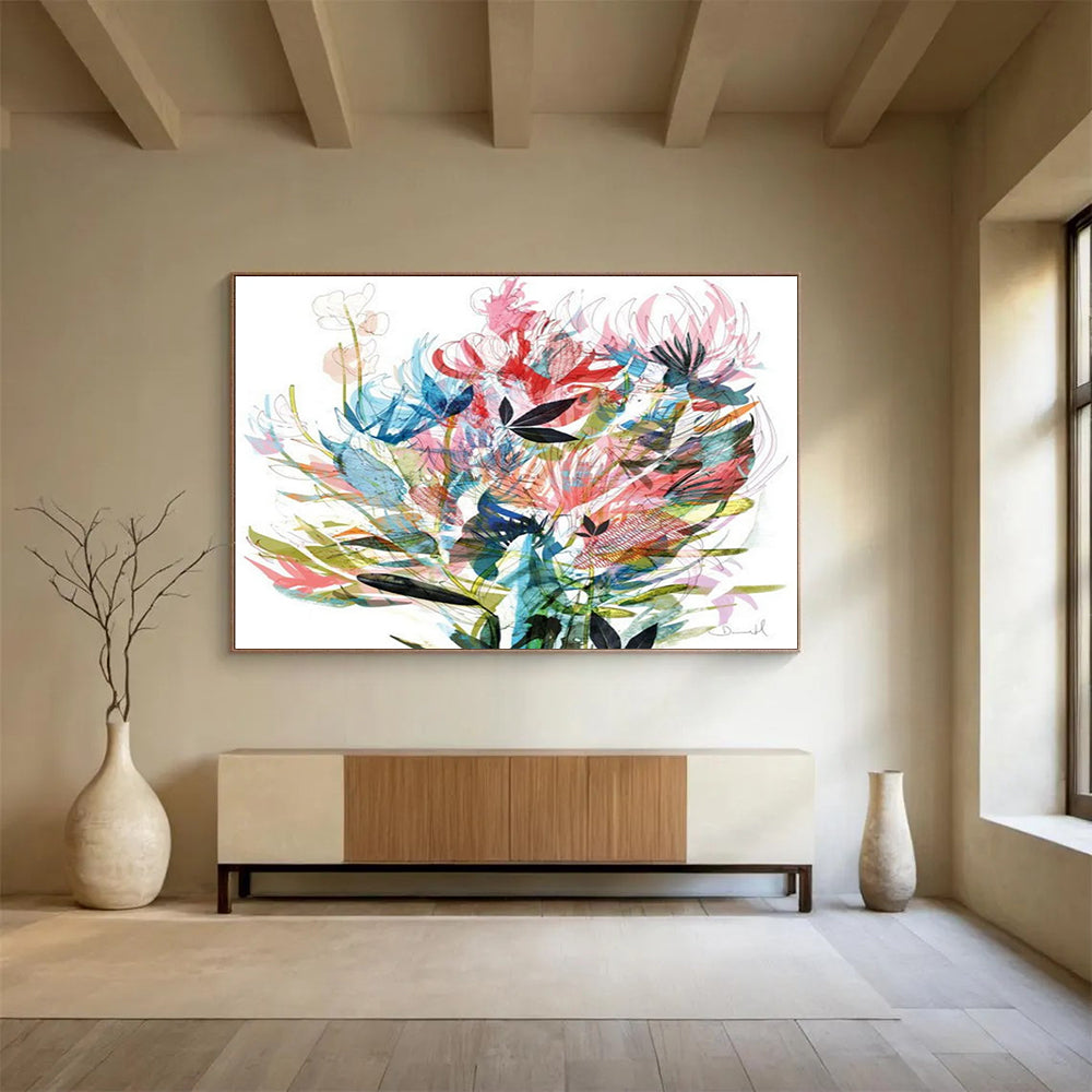 Colorful Floral Burst - Oversized Lively Dining Room Art DLZ138