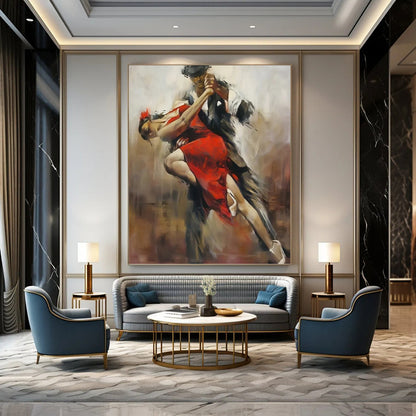 Custom Vertical Hand - Painted Large Abstract Gem for Bedroom and Hotel DKH1637