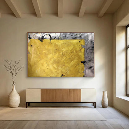 Bold Yellow and Grey Abstract: A Statement of Artistic Confidence DLZ153