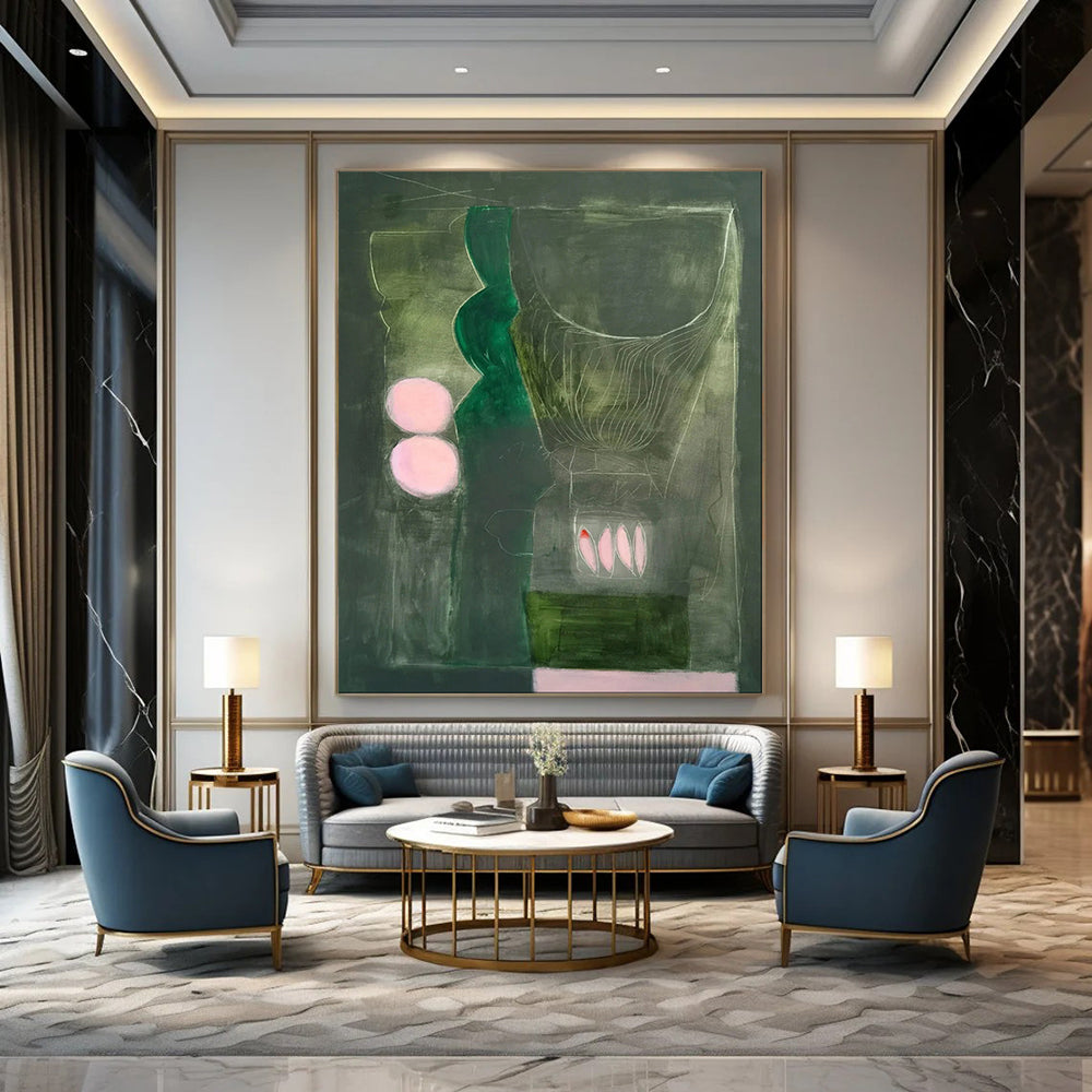 Oversized Custom Hand-Painted Abstract Canvas for Bar & Entryway LargeART1846
