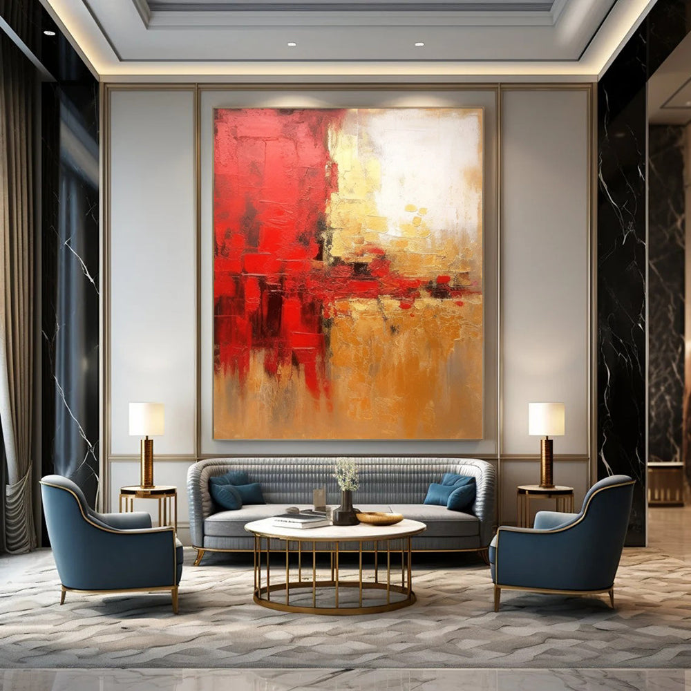 Jumbo - Scale Hand - Painted Textured Custom Abstract Canvas for Office and Entryway DTP069