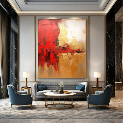 Jumbo - Scale Hand - Painted Textured Custom Abstract Canvas for Office and Entryway DTP069