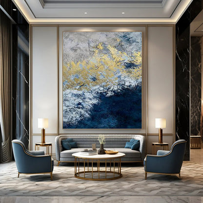 Towering Vertical Hand - Painted Custom Abstract Masterpiece with Textured Depth, Perfect for Bedroom and Office DKH1549