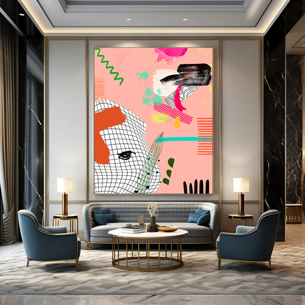 Exuberant & Colorful Hand-Painted Custom Abstract Painting for Dining Room & Living Room LargeART2006