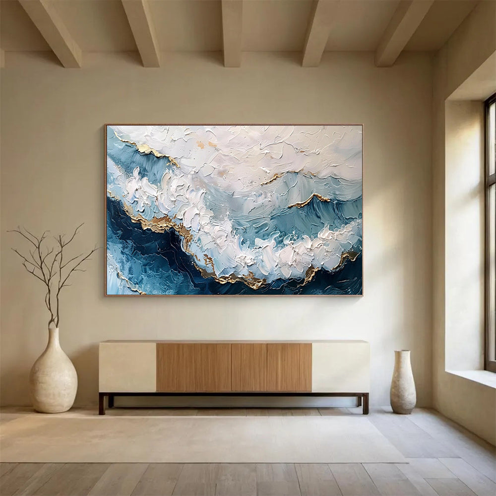 “Timeless Currents” Large - Sized Abstract Canvas for Bedroom & Dining Room DKH347