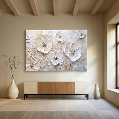 Dramatic Large Abstract Painting with Bold Textured Forms for Entryway & Living Room DKH906