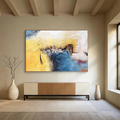 Dynamic Yellow and Blue Abstract: Capture the Essence of Creativity DLZ156
