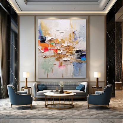 Massive Custom - Crafted Textured Canvas Abstract for Living Room & Hotel Lobby DKH1056