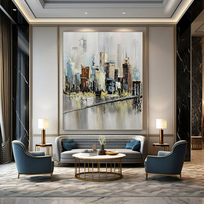 Large - Scale Hand - Painted Textured Custom Abstract Painting, for Dining Room and Hotel DKH1451