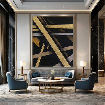 Luxurious Hand - Painted Textured Canvas Mural for Bar & Hotel Lobby DKH1094