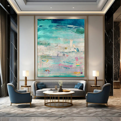 Large-Scale Hand-Painted Abstract Mural for Bedroom & Hallway LargeART1843