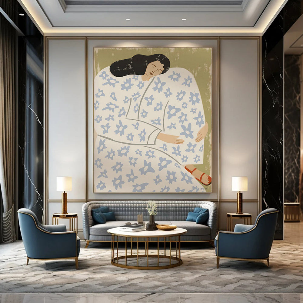 Designer - Curated Splendor: Hand - Rendered Textured Canvas Art for Hotel Lobby & Living Room DKH1146