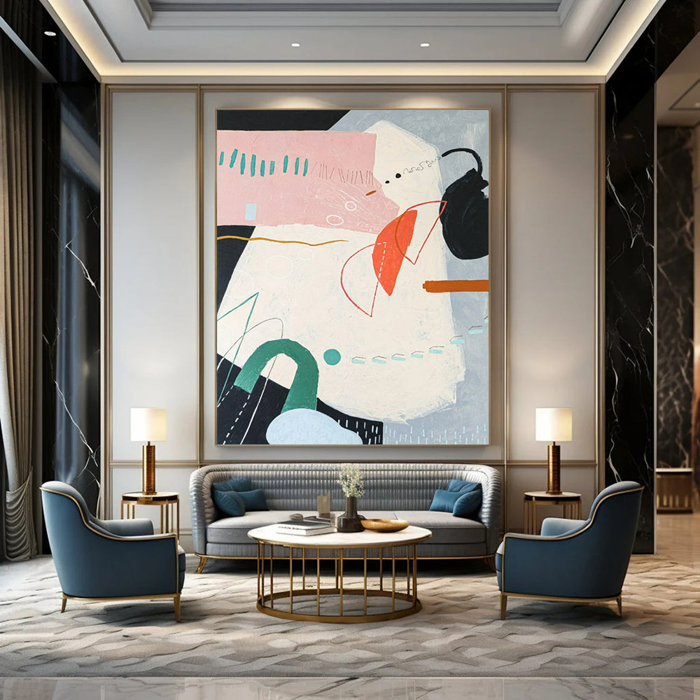 Exquisite Colossal Hand-Painted Abstract Canvases: Adorn Your Dining Room & Office LargeART2382