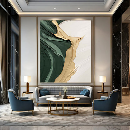 Oversized - Format Hand - Painted Textured Custom Abstract Gemstone, for Hotels and Entryway DKH1496