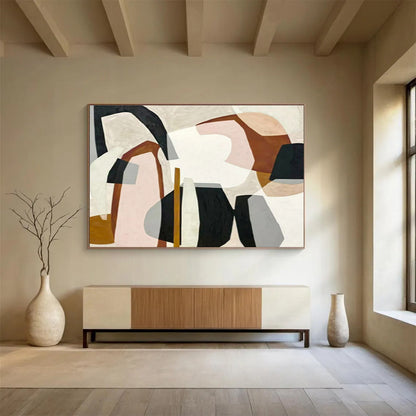 Grandiose Hand - Painted Textured Abstract Mural for Entryway & Dining Room DKH581
