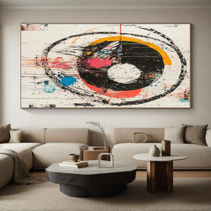 Colorful Circular Splashes with Black Rings - “Vibrant Chaos Orbit” Painting On Canvas HB181