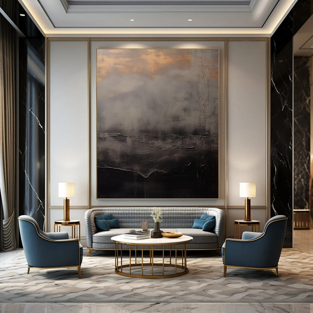 Custom Vertical Hand - Painted Textured Abstract Painting for Bedroom and Entryway DKH1662