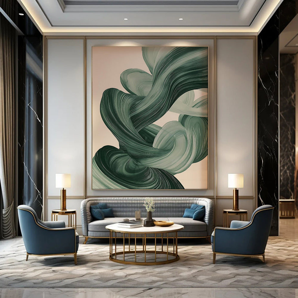 Custom Hand-Painted Abstract Mural for Office & Hotel LargeART1928
