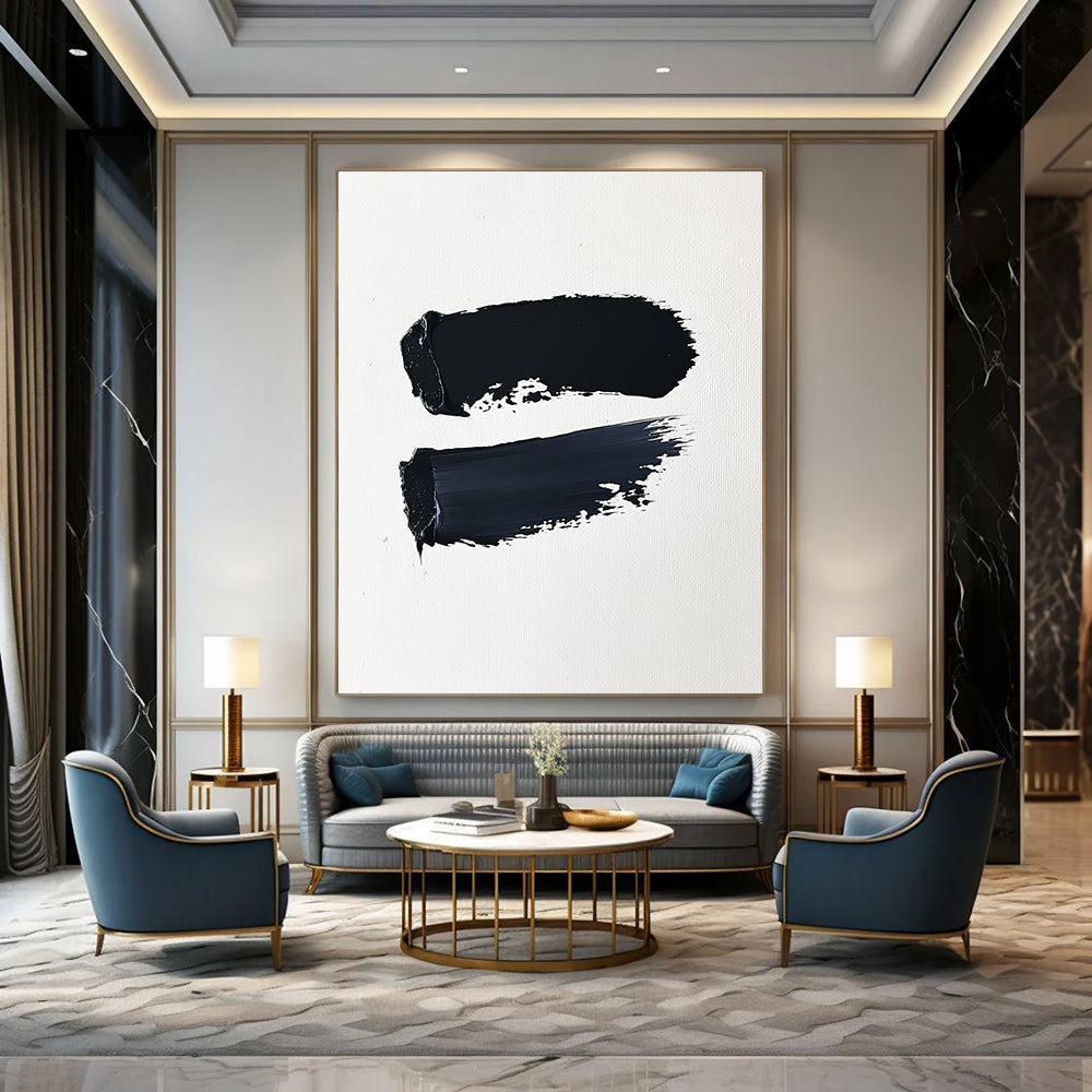 Contemporary abstract artwork featuring bold brushstrokes on textured canvas exuding minimalist elegance against a solid background. DLZ1607