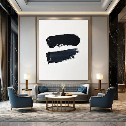 Contemporary abstract artwork featuring bold brushstrokes on textured canvas exuding minimalist elegance against a solid background. DLZ1607