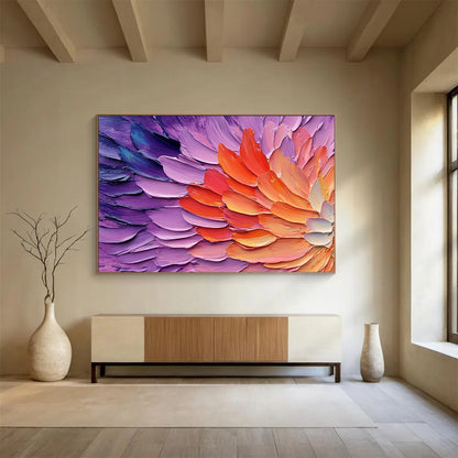 “Impasto Flower Petals” - Purple, Pink, Orange - Textured Floral Impasto - Acrylic Painting HB1326