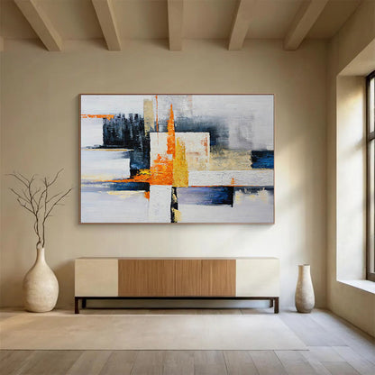 “Harmonic Horizons” Large - Format Abstract Mural for Bedroom & Dining Room DKH220