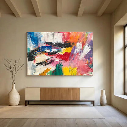 Colorful Abstract Chaos - Bold Abstract Oil Painting On Canvas HB0483